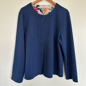 Chico's Floral Lined Ponte Knit Cardigan Jacket Size XL